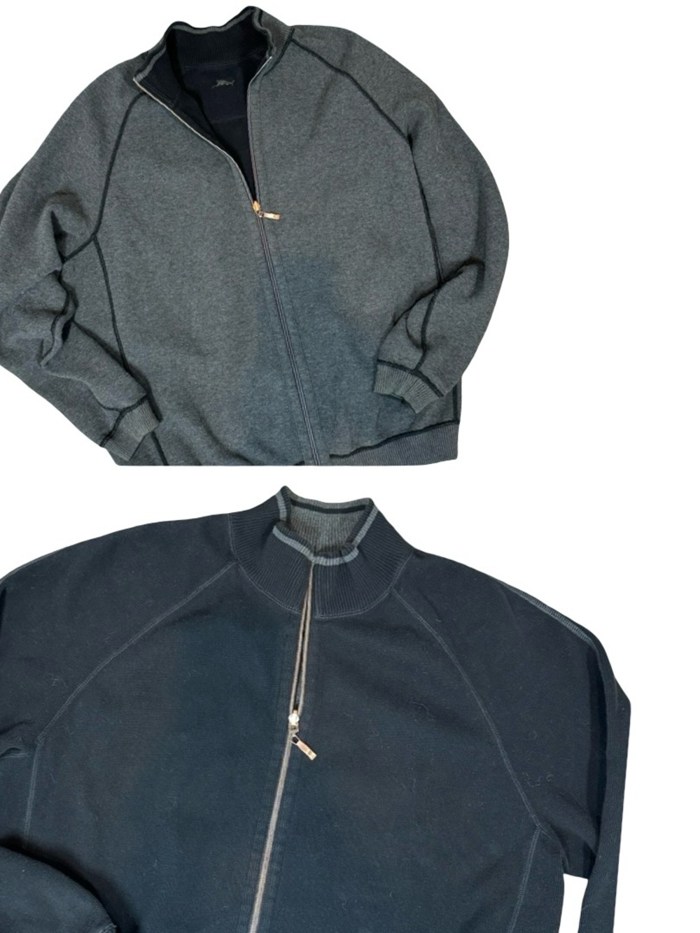 Tommy Bahama Reversible Flipsider Full Zip Mock Black/Gray Neck SZ L